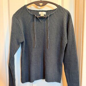 Vintage MOMENTS Ribbed Knit Lace-Up Sweater – Size M